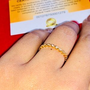 18k yellow gold vermeil beautiful ring with Swarovski crystals Elegant band Ring